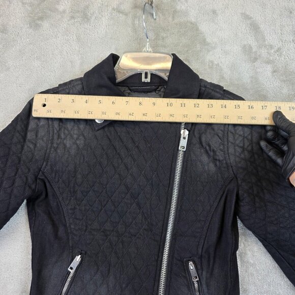 Diesel Jacket Womens XS Black Quilted Moto Biker Asymmetrical Zip Belted - Picture 7 of 16